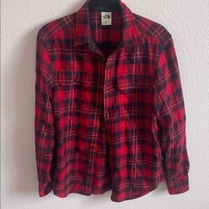 The North Face Men's Red and Navy Plaid Shirt Jacket